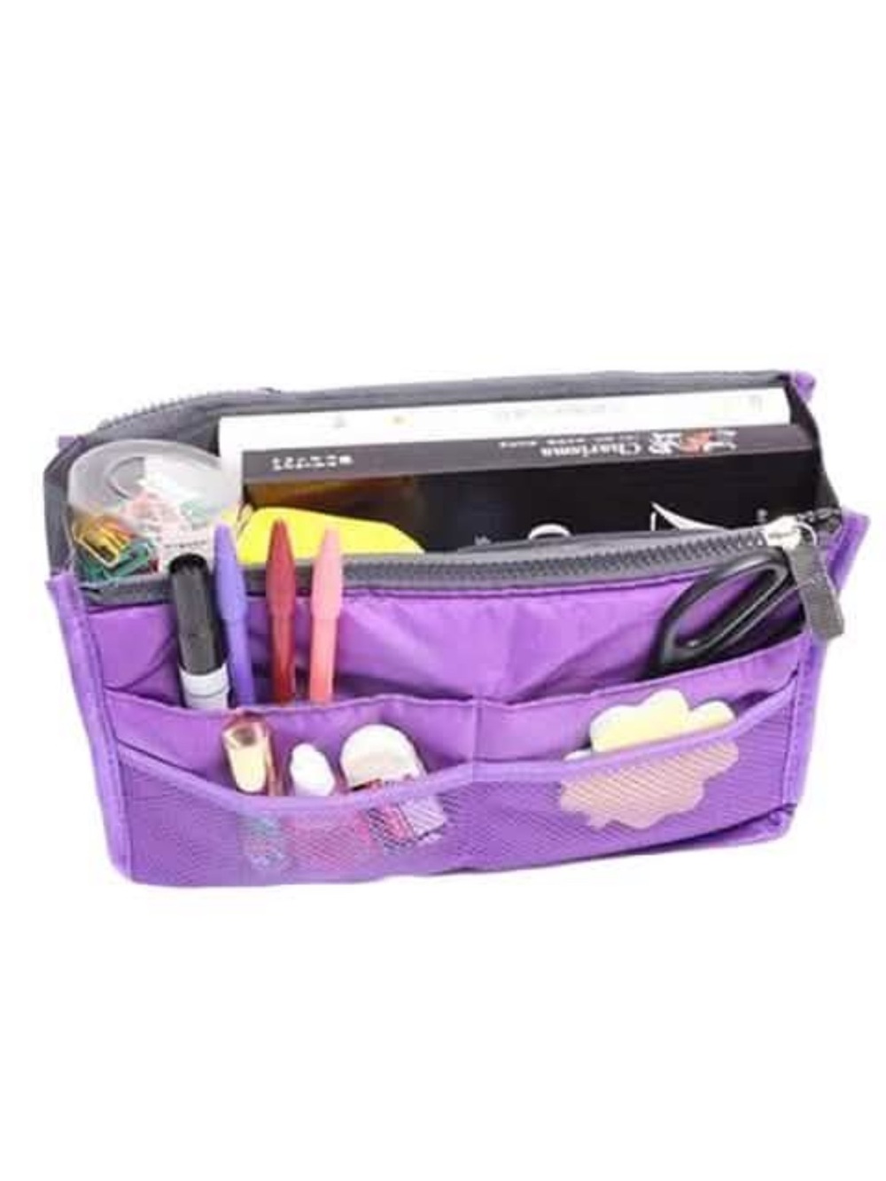 “Organize Your Purse” Purse Insert Compact Purple Organizer Multiple Pockets